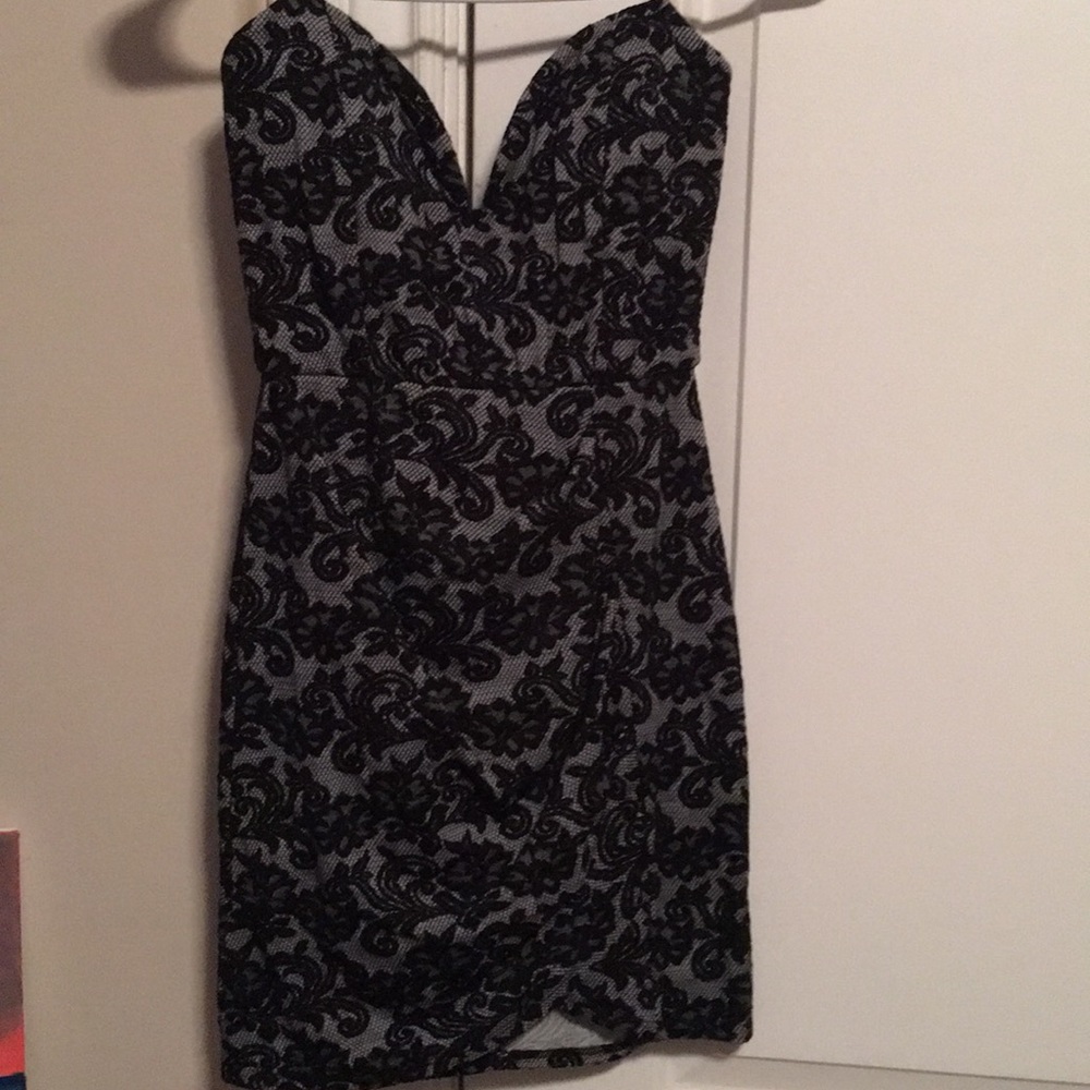 Foreign exchange strapless black and gray dress